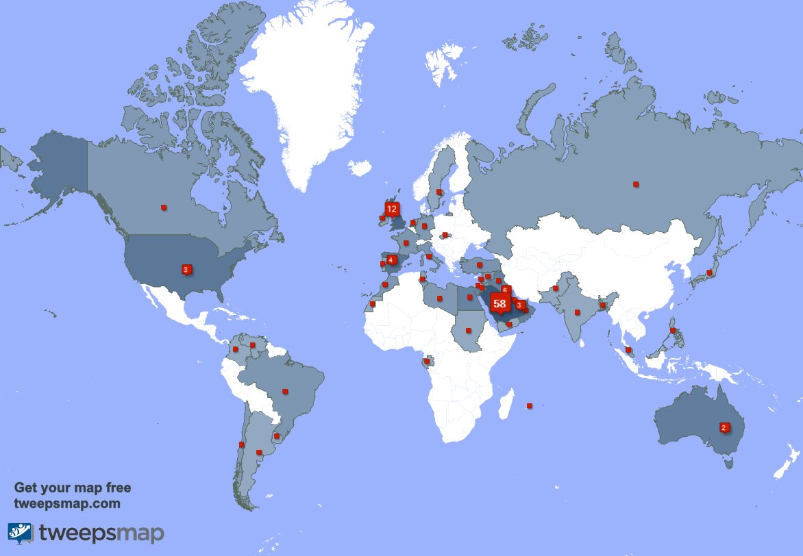 edu3rdO's tweet photo. My followers live in 47 countries: Saudi Arabia(57%), UK.(12%)... https://t.co/ahAmviQEDN Get your free map! https://t.co/jS31WpnKji