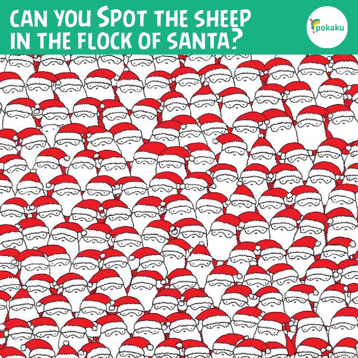 pokaku's tweet photo. can you spot the sheep in the flock of Santa??

#quiz #findthesheep #findthedifference #funny https://t.co/MIabPeJ0TO