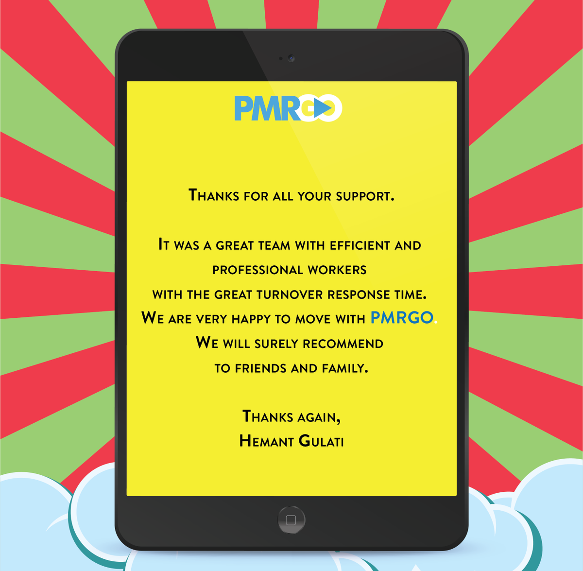 PMRGOINDIA's tweet photo. Thanks, Mr. Hemant Gulati!! Feedback like these keep us motivated. For a #StressfreeShifting experience, book your moves here : https://t.co/fLmA3eETgu  #PMRGO #ClientFeedback #GETSETGO #ShiftWithASmile https://t.co/BO5q2zxci6
