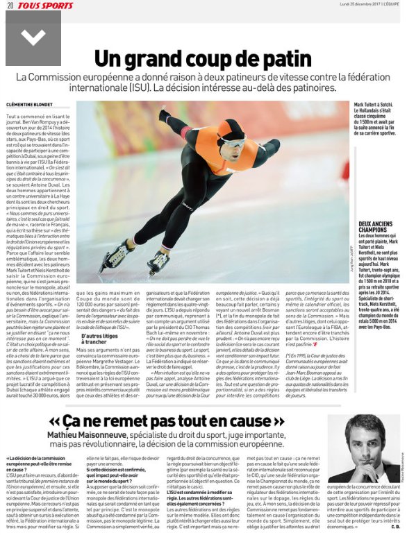 Pele_J7's tweet image. Retrouvez sur l'Equipe du 25/12, l'analyse juridique de la décision du 8/12 de la Commission eu. @PrMaisonneuve #droitdusport