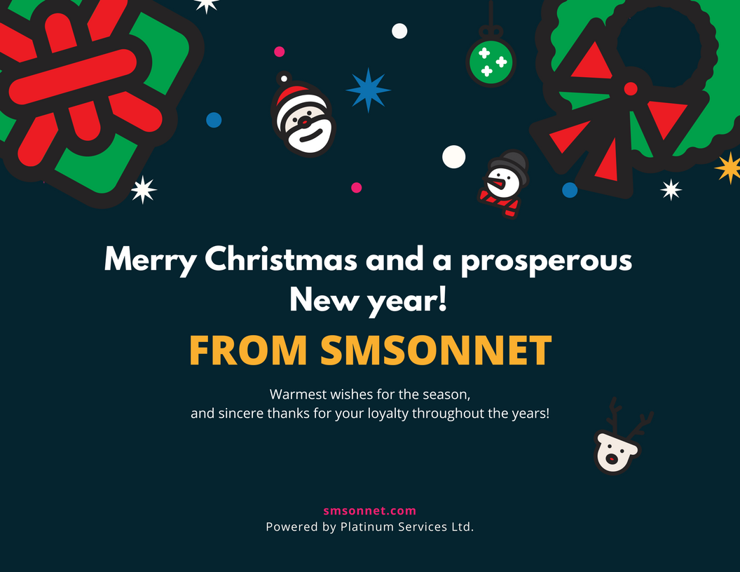 bulksms_smart's tweet photo. Merry Christmas and a prosperous New Year from SMSonNet team!
Warmest wishes for the season, and sincere thanks for your loyalty throughout the years!
#bulksms #smsmarketing #sendbulksms @sms_onnet #MarryChristmasEveryone https://t.co/lt8eq5Ka3i