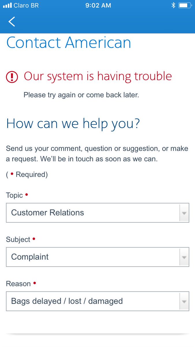 unclebuckathome's tweet photo. Repulsive customer service from @AmericanAir Lost my bag 4 days ago. Not one response to my emails to customer support. Tried to submit a complaint now and “system is having trouble” https://t.co/MiVwZeAGak