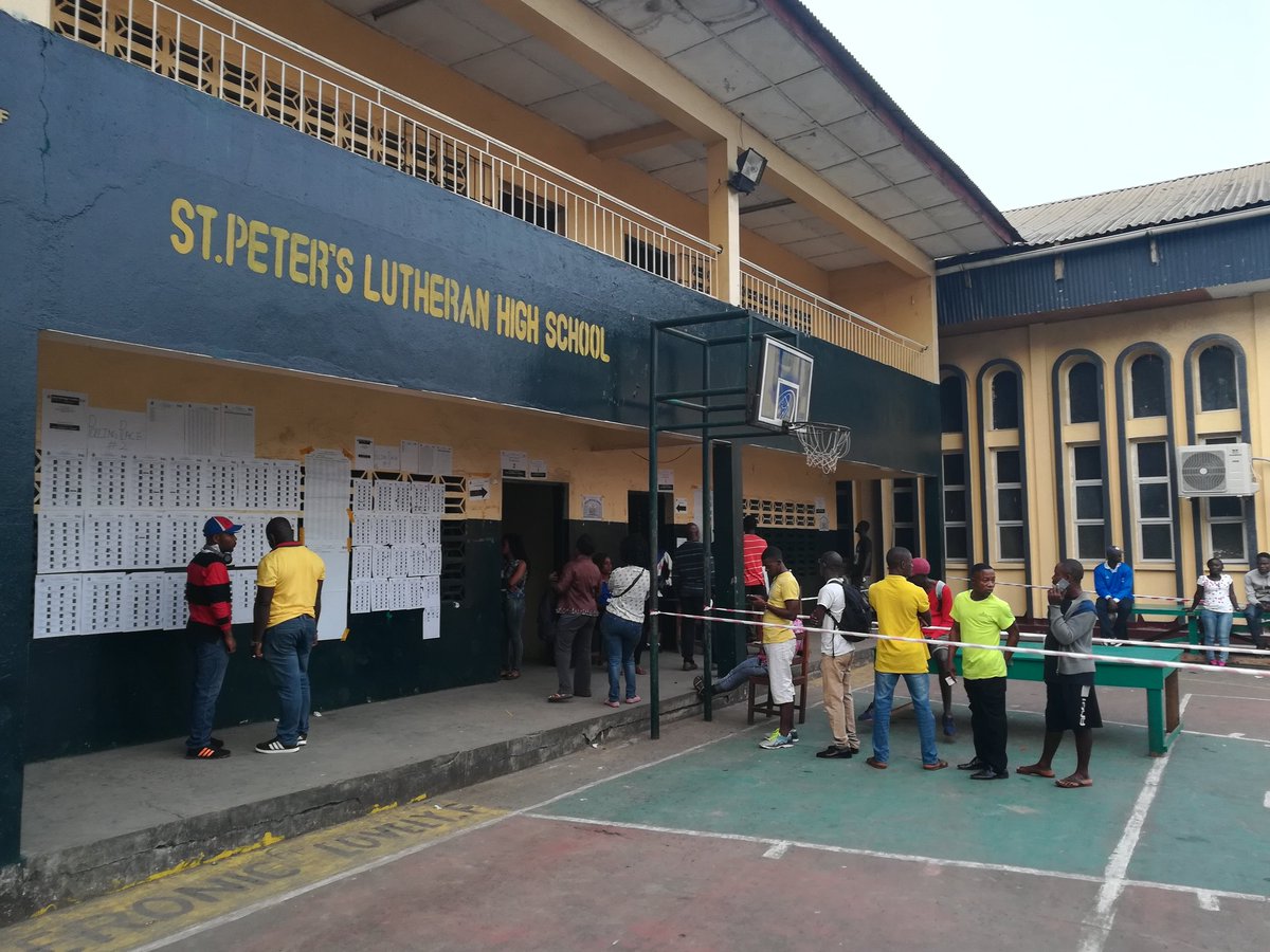 EUEOMLiberia's tweet photo. #Election Day in #Liberia. EUEOM Chief Observer Maria Arena early this morning in #Monrovia observing polling stations before and during opening. https://t.co/px7Mi5TNqA
