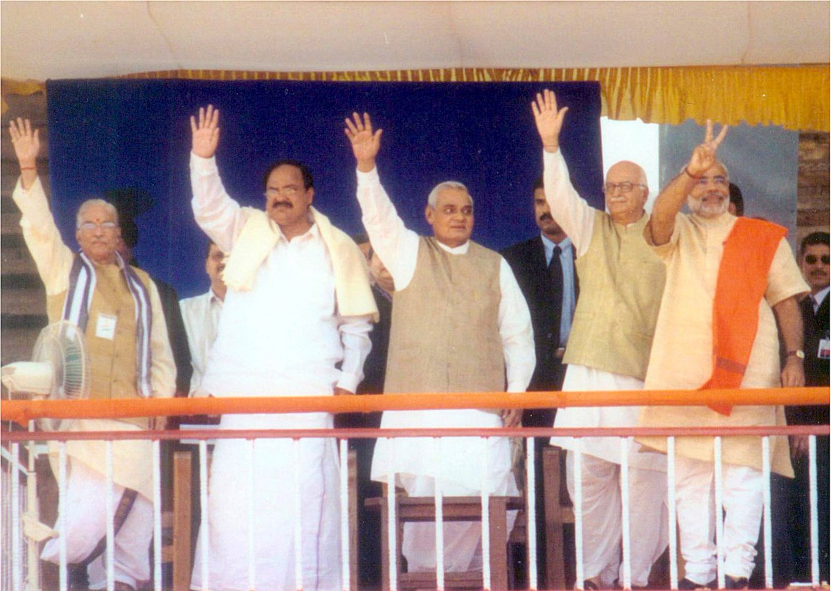 narendramodi's tweet photo. Attending today’s oath taking ceremony in Gujarat brought back memories of the ceremonies in 2001, 2002, 2007 and 2012 when I got the opportunity to serve Gujarat as CM. https://t.co/tLQSpRIbgX