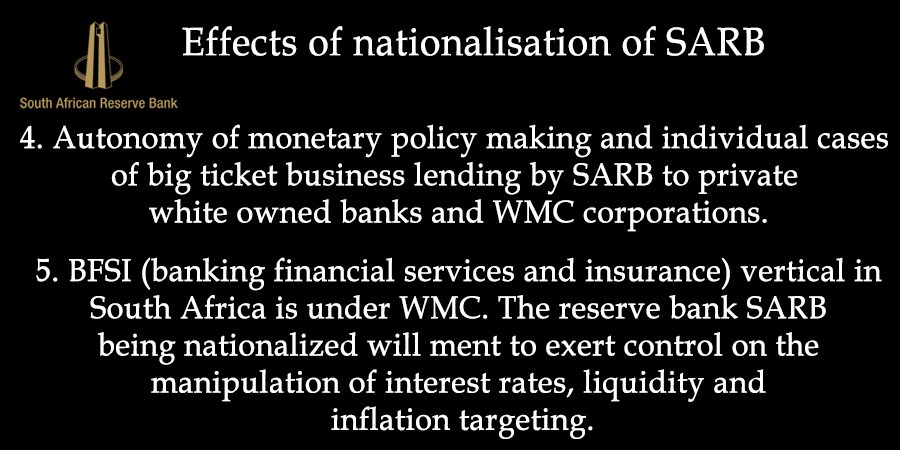RenesmitRene's tweet photo. @eNCA #ANC's plan to nationalize #SARB is a good initiative to support native Blacks but #WMC will not support it due to their corrupt intentions.
@PresidencyZA @MYANC @ANCParliament @ANCYLhq @CR17SIYAVUMA @TreasuryRSA https://t.co/utEJ0Ee4hw