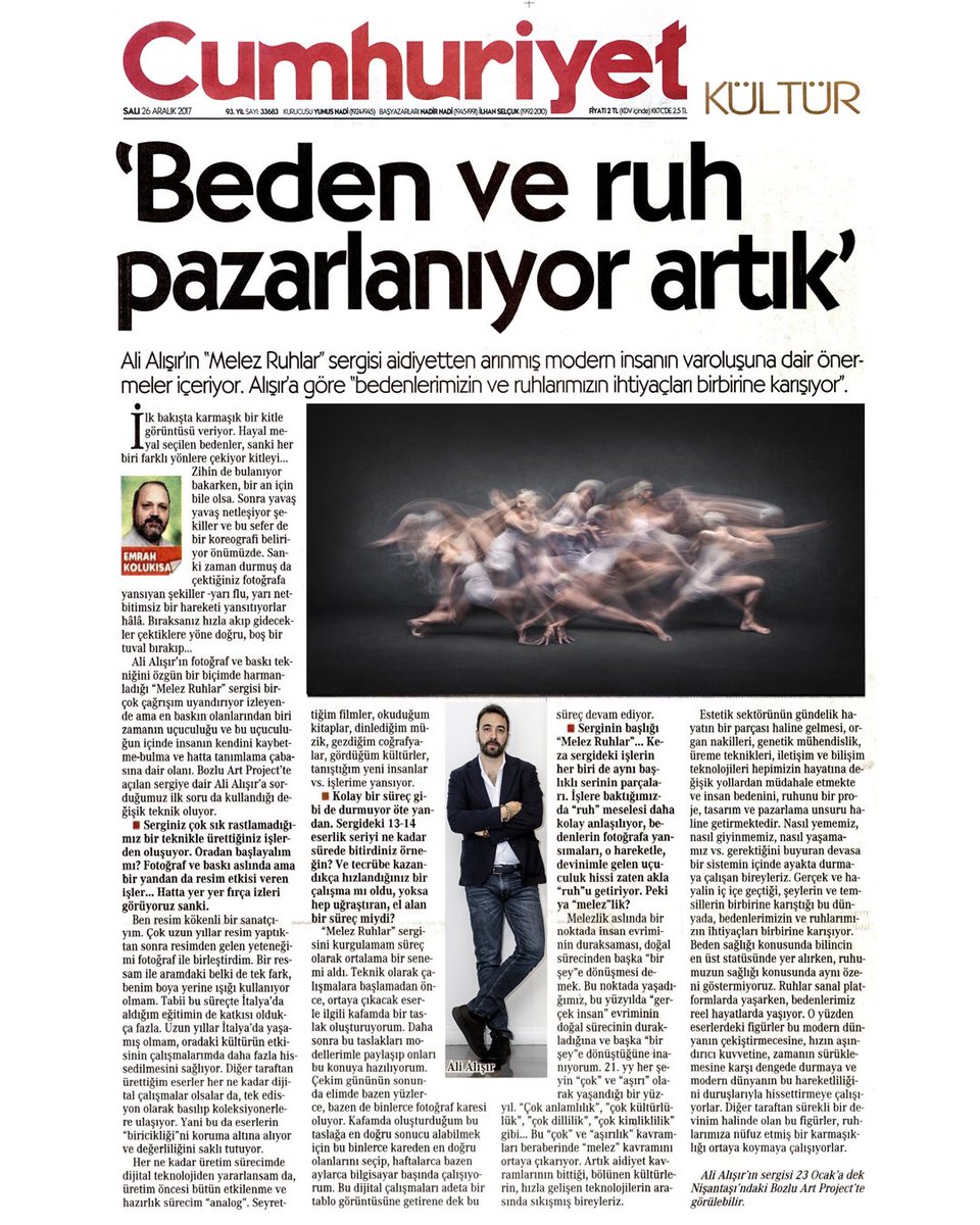 Ali Alışır (@alialisir) on Twitter photo “Melez Ruhlar” sergim bugünkü Cumhuriyet Gazetesinde.Sergi 23 Ocak 2018’e kadar <a href="/bozluartproject/">Bozlu Art Project</a> ‘de görülebilir. “Melez Ruhlar” sergim bugünkü Cumhuriyet Gazetesinde.Sergi 23 Ocak 2018’e kadar <a href="/bozluartproject/">Bozlu Art Project</a> ‘de görülebilir.