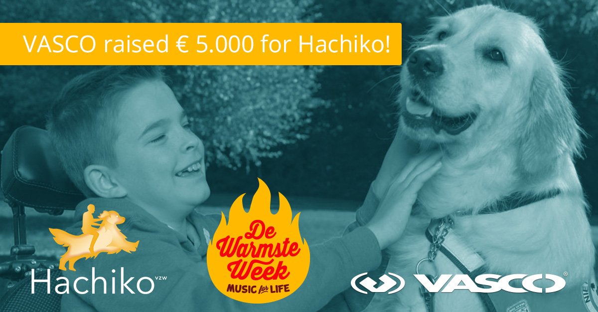 .@VASCODataNews raised 5000 euro for Hachiko vzw via <a href="/DeWarmsteWeek/">De Warmste Week</a> . More info on: hachiko.org