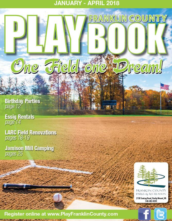 PlayFranklinCo's tweet photo. The 2018 Franklin County Playbook is off to print. Here is a sneak peek of the cover. Get ready to register for some awesome classes and programs! #PlayFc #OneFieldOneDream https://t.co/yydQWWsIiC