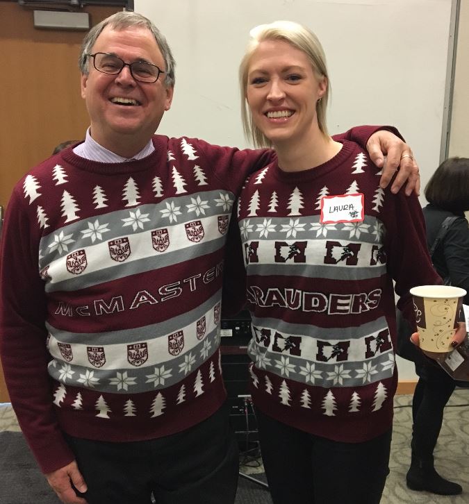 MacFacilities's tweet photo. Celebrating the holidays in fashion! 
#UglySweater  #MarauderNation @McMasterU https://t.co/YAnLm9vWCt