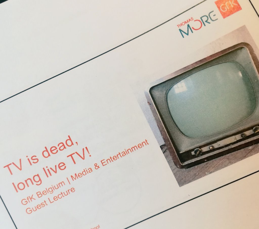 bhendrickx88's tweet photo. About to inspire students at @ThomasMoreBE on #media and #entertainment with @WimMathues #teaching #inspiration #research @GfK https://t.co/DDdv1fd81n