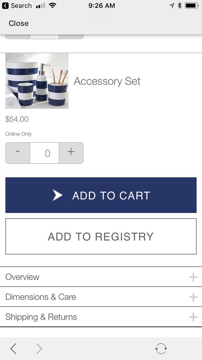 smurphy1116's tweet photo. @PotteryBarnKids purchased accessory set, tumbler, soap dispenser and toothbrush holder arrived, no trash can. Spoke to customer service they said it is a marketing technique, a lot of complaints #disappointed #falseadvertising https://t.co/96ub3cMm2D