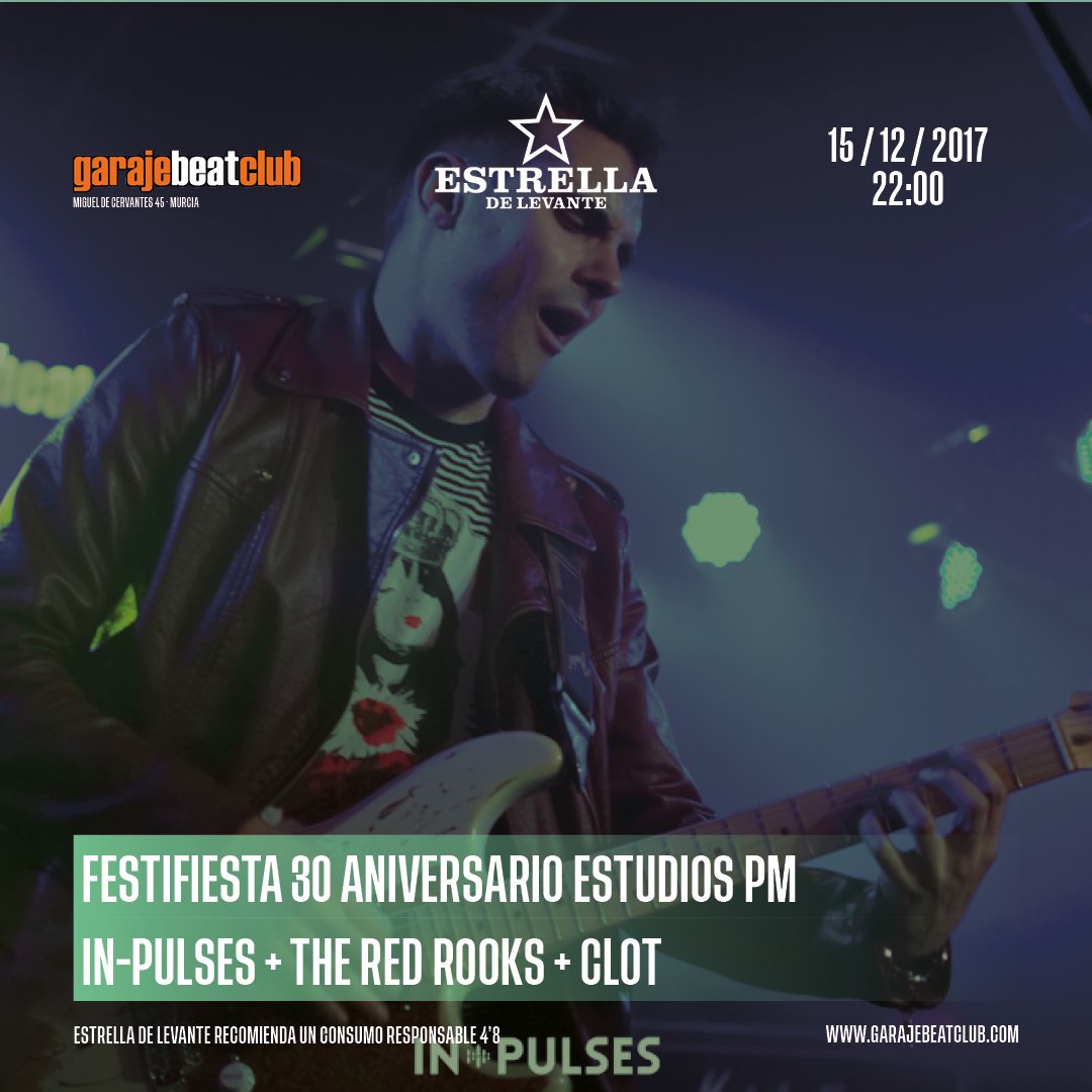 FestiFiesta #EstudiosPM: el primer gran estudio de grabación de Murcia celebra sus 30 años mañana en @garajebeat con actuaciones de In-pulses, <a href="/TheRedRooks/">The Red Rooks</a> y Clot.