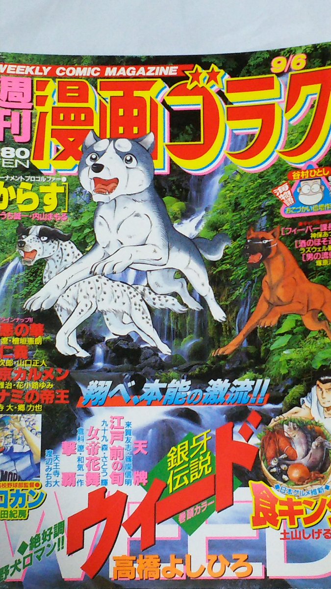 銀牙 銀牙伝説WEED❗9月の表紙と巻頭カラーに、ウィードが登場してい