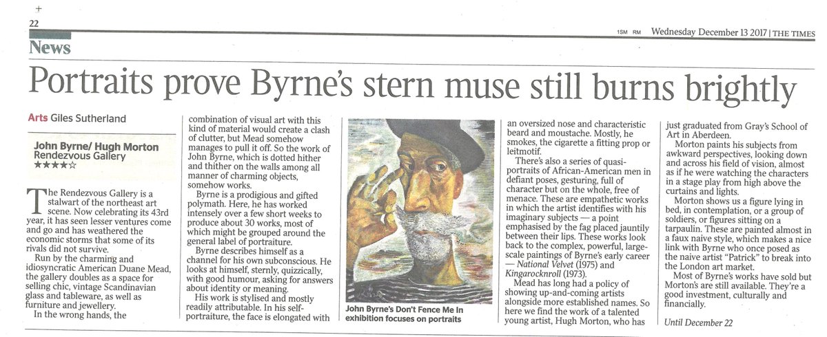 From yesterday's edition of The Times ... Hugh Morton and John Byrne