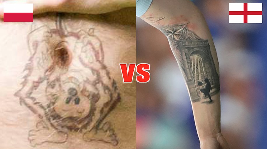The Exploding Heads on X: "It's come down to this... THE FOOTBALLERS' TATTOOS WORLD CUP FINAL. And what a game - Poland v England Artur Boruc has a monkey pooing