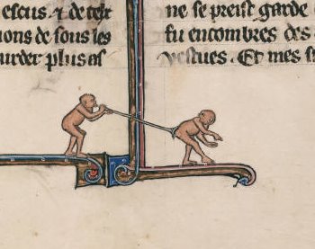 nathan_botts's tweet image. Who says music history has to be boring? Whose history? Brass instruments and scatology (&quot;fart jokes&quot;) go back at least 2000 years [pictured example is 12th century] -- from a @gotmedieval blog many years ago. #mused #artsed #MusicEducation #teachingartist #InternationalMonkeyDay
