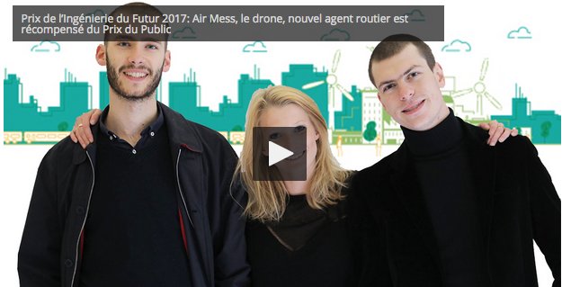Syntec_Inge's tweet photo. 📽️#PIF Découvrez en #vidéo #AirMess le projet #ingénierie qui utilise le #drone comme agent routier #sécuritéroutiere #innovation #entrepreneuriat Prix du Public Prix de l'Ingénierie du Futur #étudiants 
➡️https://t.co/Bg4LUSrkPT
Et pour les soutenir https://t.co/H8WaY1TggH https://t.co/lqIkMhd2o1