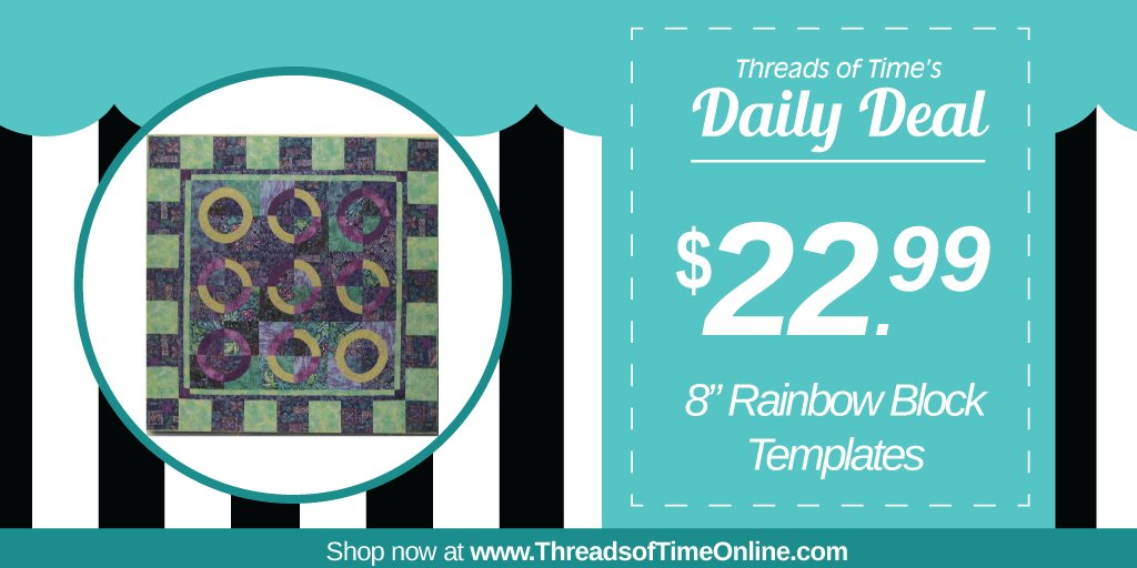 ThreadsofTime's tweet image. Daily Deal: Shop our 8&quot; Rainbow Block Templates by Elisa&apos;s Backporch Design for just $22.99 in-store and online at ThreadsofTimeOnline.com today! #DailyDeal #ThreadsofTime #ElisasBackporchDesign #sewingdeals #Quiltingdeals