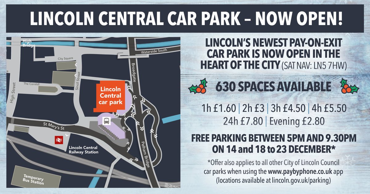 It's FREE* parking tonight at ALL our car parks across the city! That's 2,400 spaces absolutely FREE to use between 5pm and 9.30pm, so grab some late night shopping pressies. In addition, the same offer applies ALL next week 18 - 23 December! *See graphic below for full details.