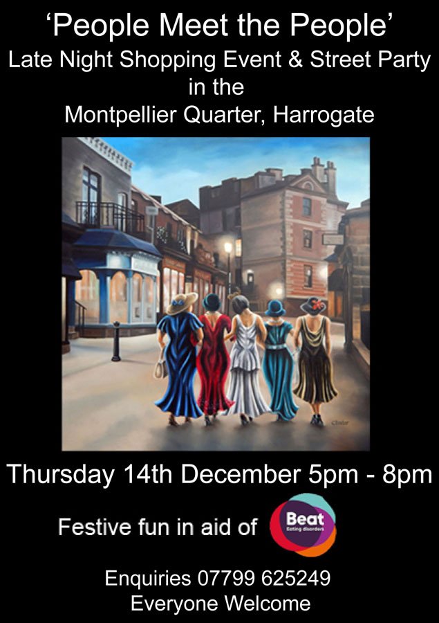 walkergalleries's tweet photo. Come and Join us for
‘People Meet the People’
 Late Night Shopping Experience &amp; Street Party in the Montpellier Quarter, Harrogate
Thursday 14th December 5pm-8pm https://t.co/jCuRUc3cCg