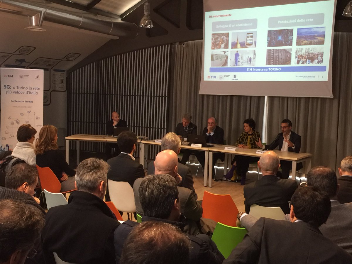 EricssonItalia's tweet photo. Enrico Maria Bagnasco di @TIM_Official presenta le tappe del progetto #5GTorino. Non solo velocità, oggi vedremo la rete #5G integrata alla #VR https://t.co/R5wnZpFLMM