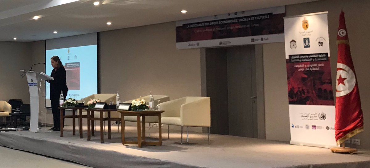 ILAC_rebuild's tweet image. What are #Tunisia's special obligations regarding the respect, protection and enforcement of the economic, social and cultural rights? That was what the conference on #justiciability of the #ESC rights discussed yesterday.