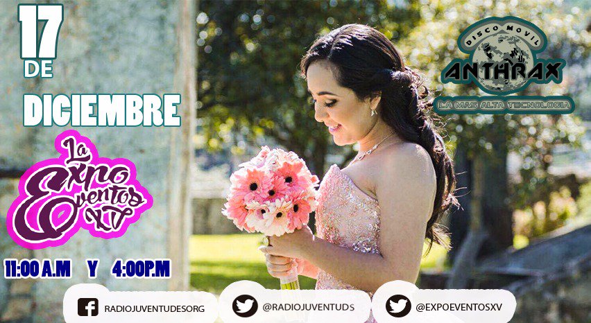 ExpoEventosXV's tweet photo. Expo Eventos XV te esperamos este Domingo 17 de Diciembre 2017 a las 11 AM en el Paseo de los Hombres ilustres #ExpoEventosXv https://t.co/aU8S5xoQA5