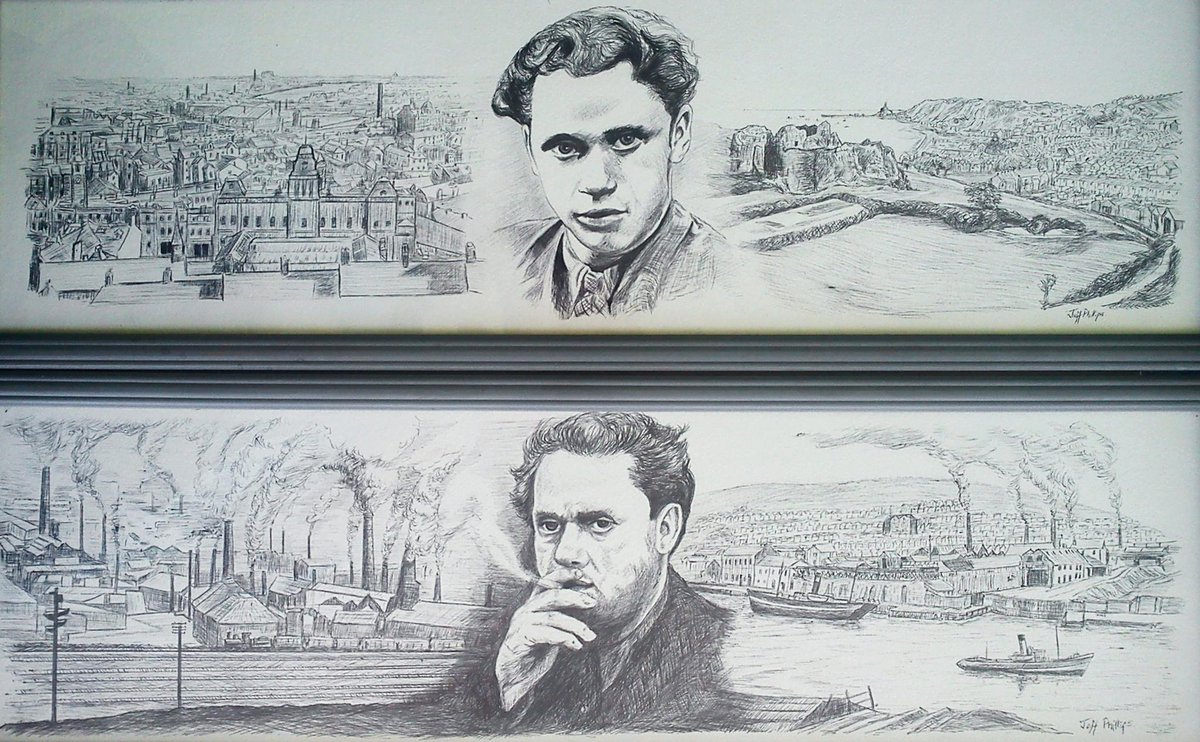 Two of thirty artworks for my Life &amp; Times of Dylan Thomas Exhibition, #Swansea My Ugly, Lovely City. This display is currently shelved, looking for a new venue for 2018. #art #artist #poet