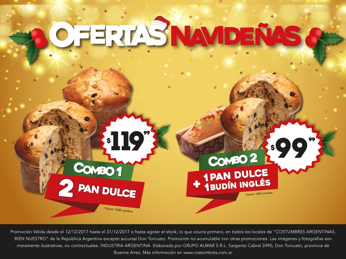 ** PROMOS NAVIDEÑAS 🎄 **
Preparate para la Navidad con estos combos especiales de Costumbres Argentinas. Encontralos en todas nuestras sucursales: costumbres.com.ar/sucursales