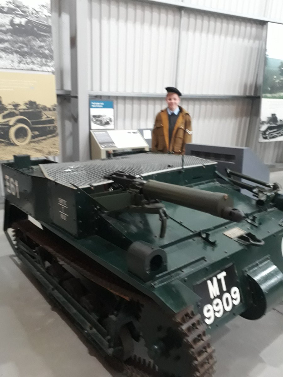 BWSHistory1's tweet photo. A very proud BWS great grandson of the designer of the Carden Lloyd Carrier at the Bovington Tank Museum on Tuesday https://t.co/p4Xxifh7yw
