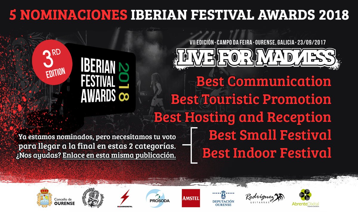 liveformadness's tweet image. #LiveForMadness2017 | 5 nominaciones en los Iberian Festival Awards 2018 | Vota por el #Madness como Best Indoor Festival y Best Small Festival aquí bit.ly/IFA2018VotaLiv…