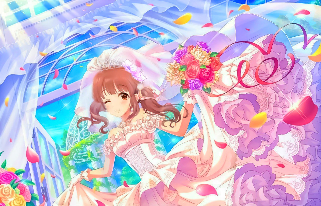 桂馬 えにしの結び手 緒方智絵里ver 智絵里のウェディングドレス姿です かわいい 歌鈴のssrはすごく可愛い画像なのでいろいろなアイドルに着せてあげたいです デレステコラ モバマスコラ 緒方智絵里 T Co Vclkphsd0z Twitter