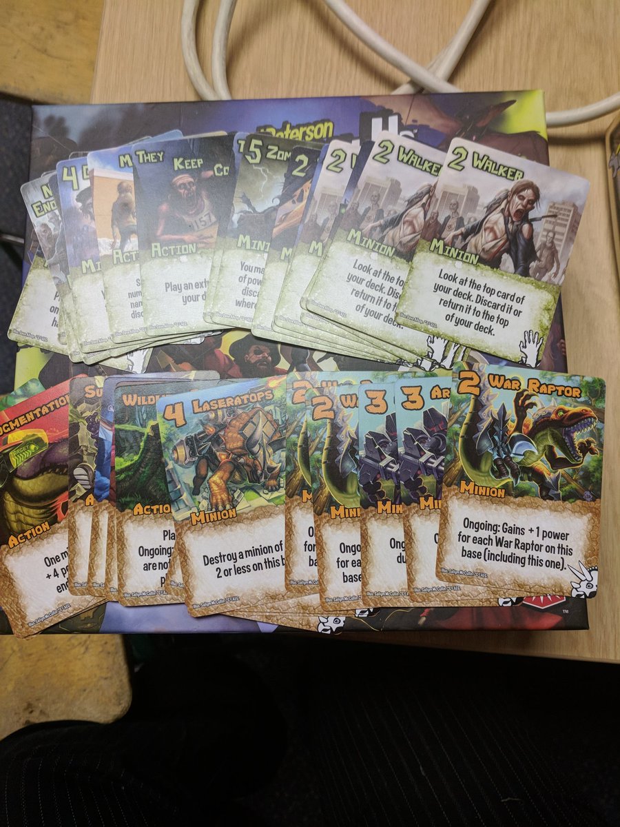 WCHS_GamesClub's tweet photo. And we now also have a copy of @alderac's Smash Up (Miss P is very excited) where you try and raid bases to score points with cards from two mixed up factions. Zombie Pirates Vs Steam punk dinosaurs anybody?  #chaos #factions #cardgames #gamesclub https://t.co/jsKGx6sNxp