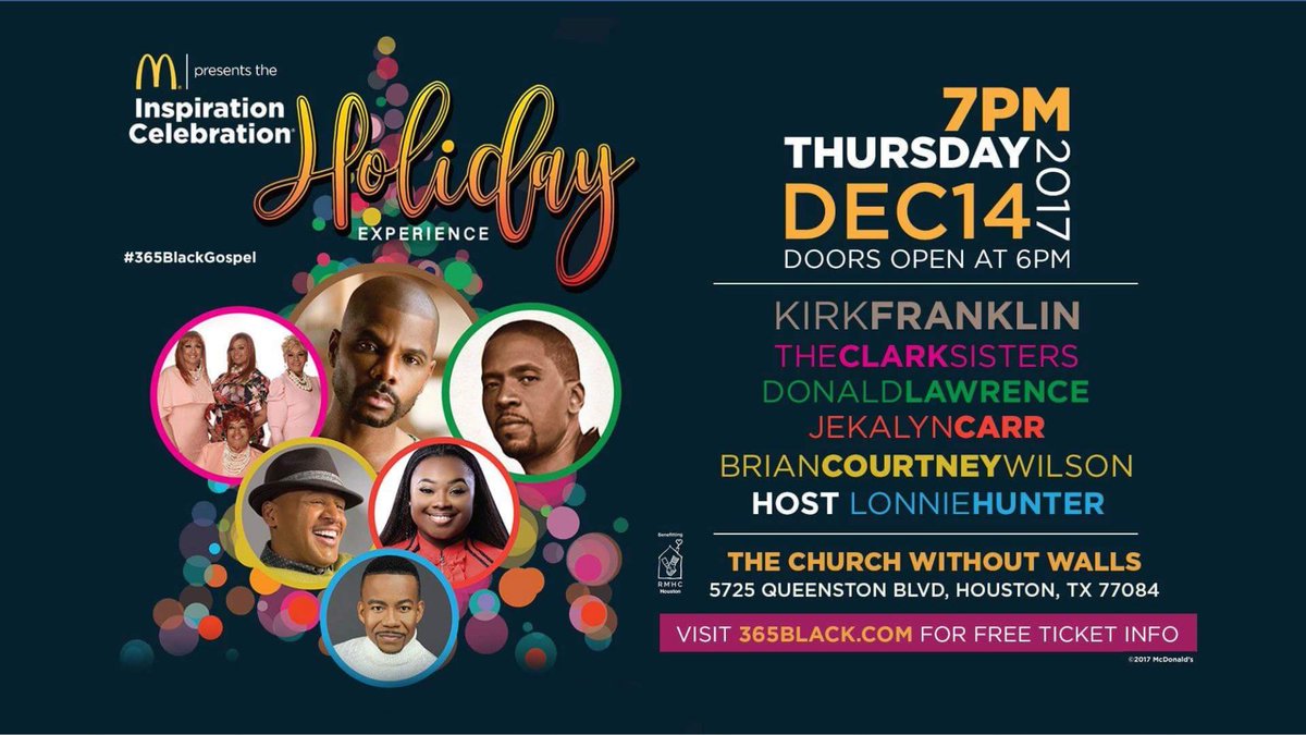 teamRMHCGHG's tweet photo. Bring your friends TONIGHT for an evening of amazing #Gospel music.  @McD_Houston  has gathered some of the best #GospelArtists from around the US just to benefit  @RMHChou . Please share! https://t.co/UANqdJl1b3