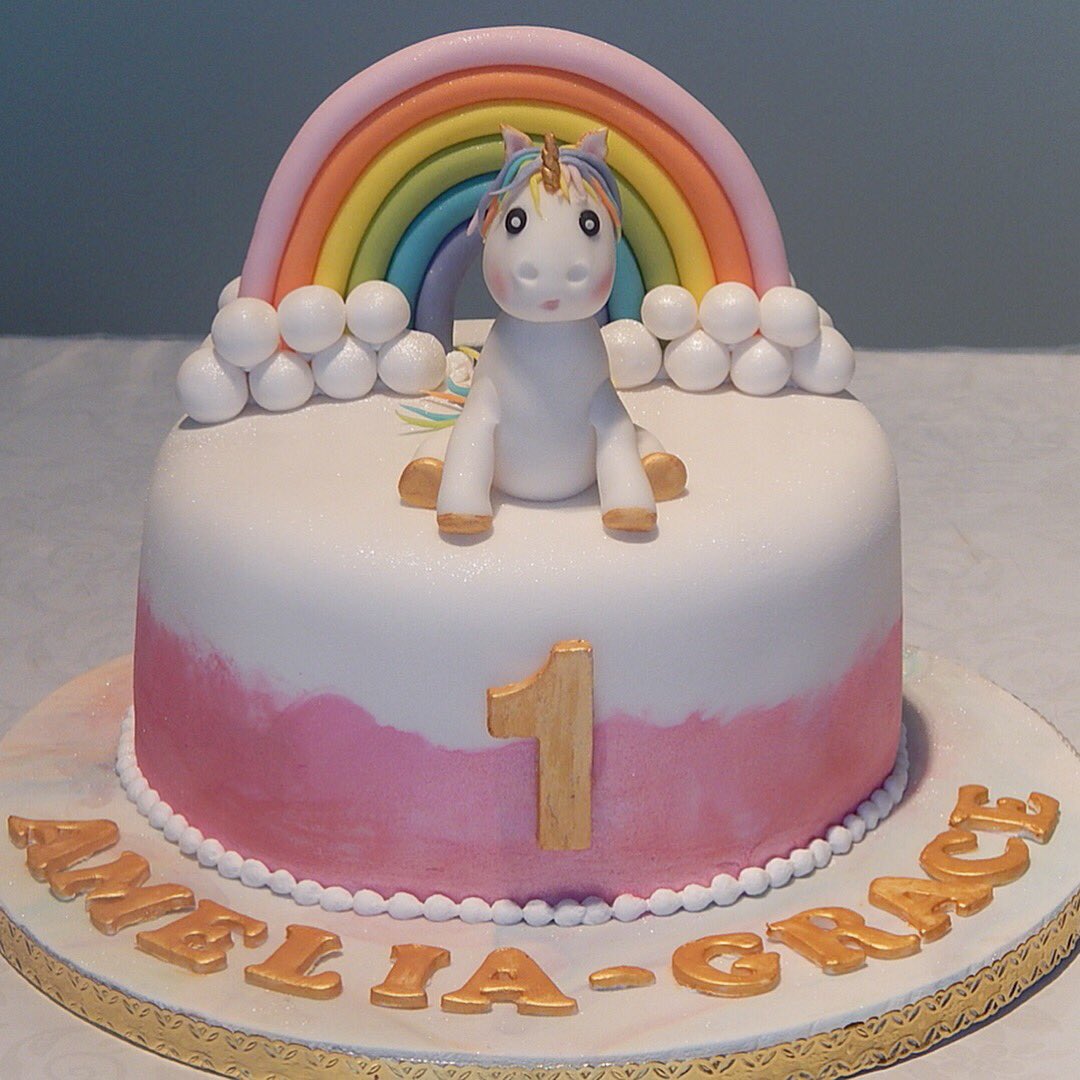Here’s my unicorn cake in all its magical fabulousness 🦄💖
Rich chocolate sponge with chocolate buttercream &amp; milk chocolate ganache filling.
Handmade models of unicorn and rainbow out of sugarpaste.
A colourful fantasy cake for Amelia-Grace on her 1st birthday. 
#Dorset #cake