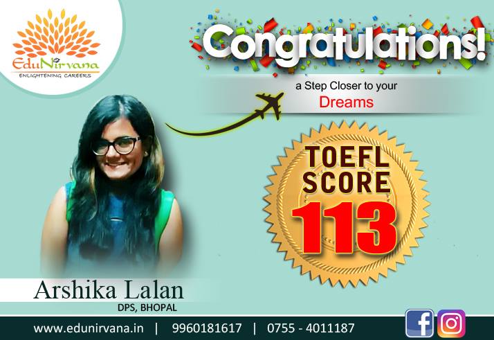 EduNirvana_in's tweet photo. Congratulations to Arshika Lalan for outstanding performance in TOEFL!
#TOEFLsuccessstory #If_You_Can_Dream_It_You_Can_Achieve_It
#GRE #TOEFL #GMAT #IELTS #Students #TOP #results #Take_The_Big_Step_With #EduNirvana #Most_Qualified #Mentors #bhopal https://t.co/0vRdlqL50u https://t.co/02dtmqbOb6