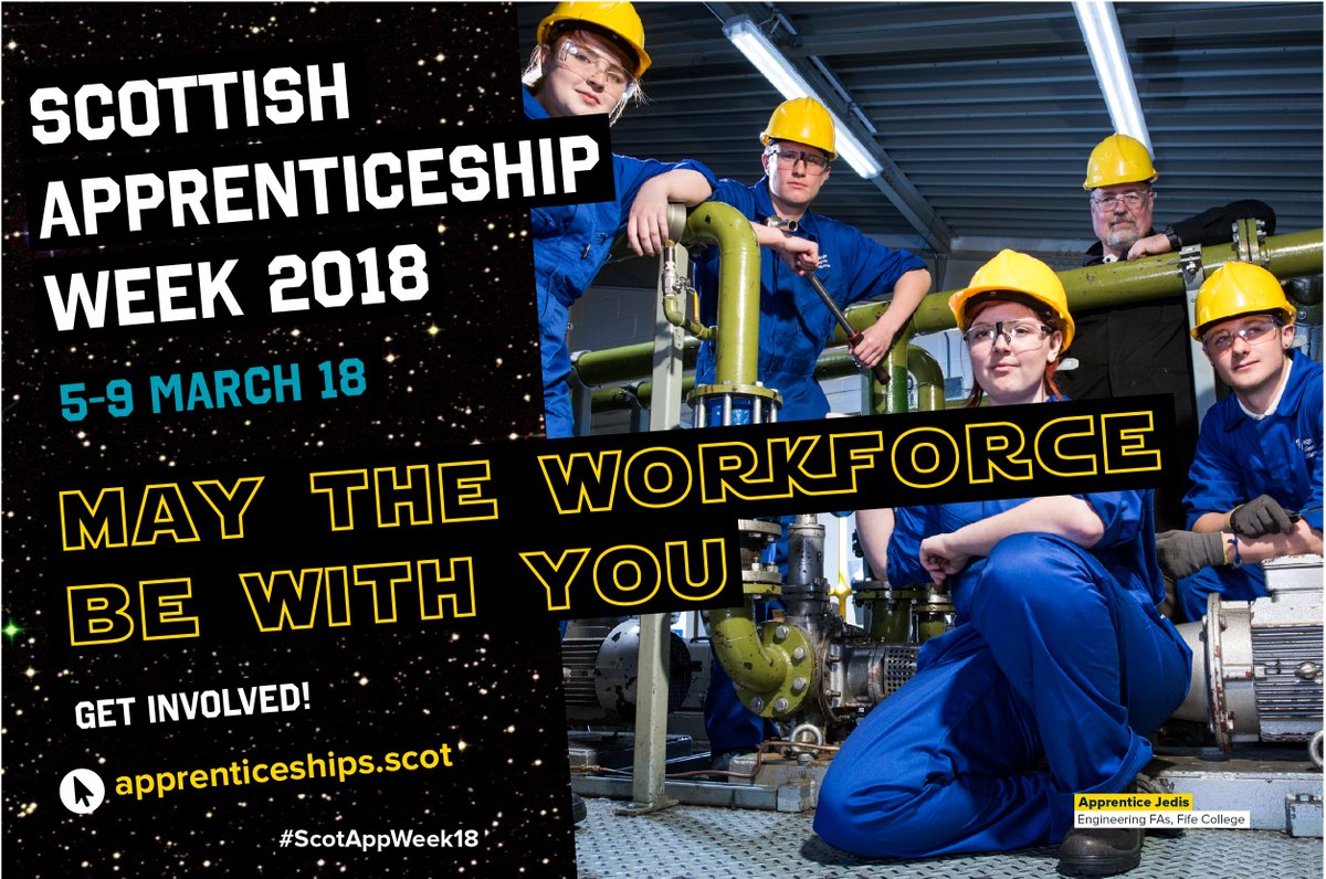 skillsdevscot's tweet photo. COMING SOON: Scottish Apprenticeship Week 2018 5-9 March > https://t.co/QCBFFV7e06 #ScotAppWeek18 #StarWars #TheLastJedi #Apprenticeships #Scotland #ApprenticeJedis https://t.co/AIBnwg48js