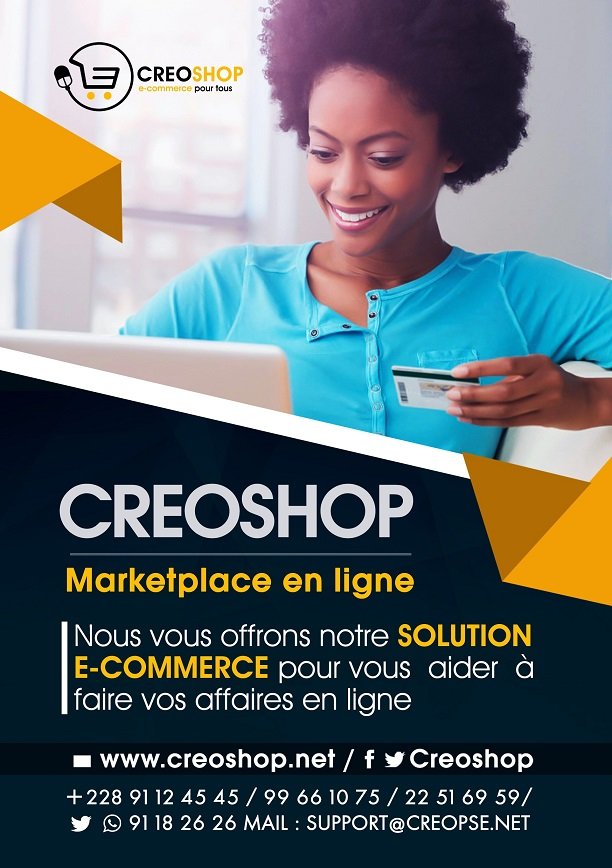 creoshop_net's tweet photo. Nous vous offrons une solution e-commerce pour vous aider à faire vos affaires en ligne : https://t.co/J0XnoneiHP

CREOSHOP est une place de marché, vous permettant de disposer d'une boutique en ligne, de vendre grâce à un système de payement mobile pratique à tous. #Togo https://t.co/WkfwybqaXg