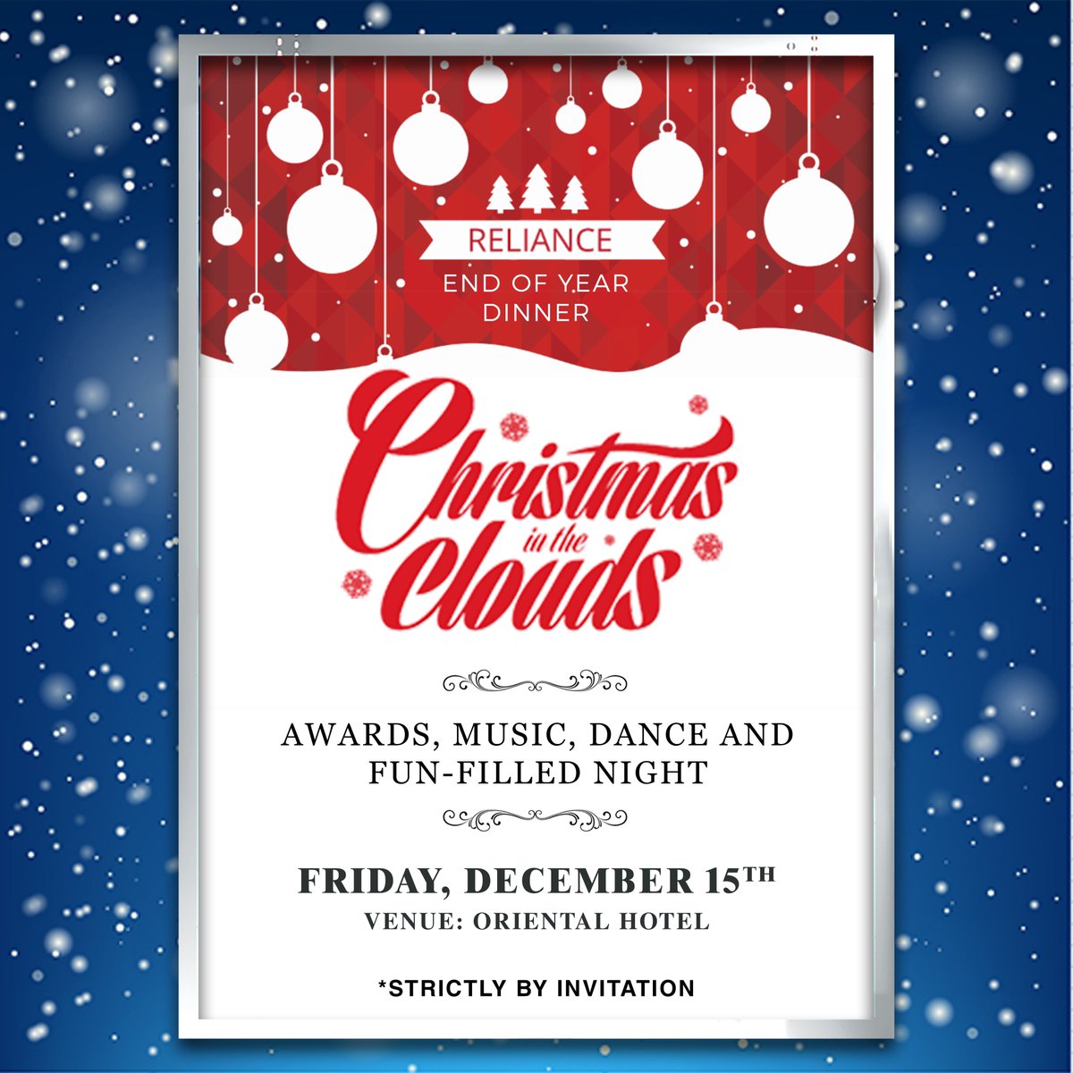 RelianceInfoSys's tweet photo. It's just few hours to our end of the year dinner.
We can't wait!
#RelianceCIC #Christmas #ChristmasIntheClouds https://t.co/uJcC6M1fKB