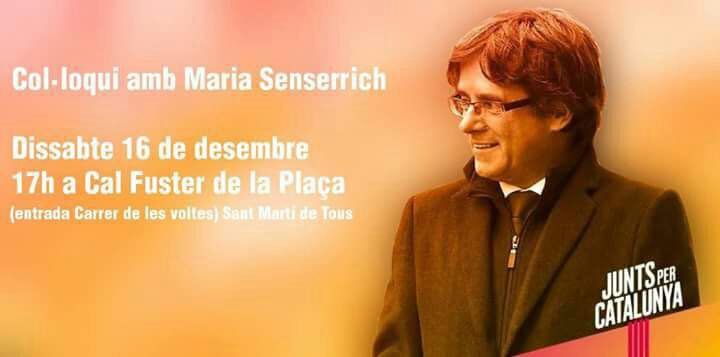 JuntsXCatAnoia's tweet photo. Dissabte 17h #CalFuster #Tous col·loqui amb @msenserrich . La gent de @JuntsXCat @JuntsXCatAnoia propers a la gent https://t.co/Ce631xUVee