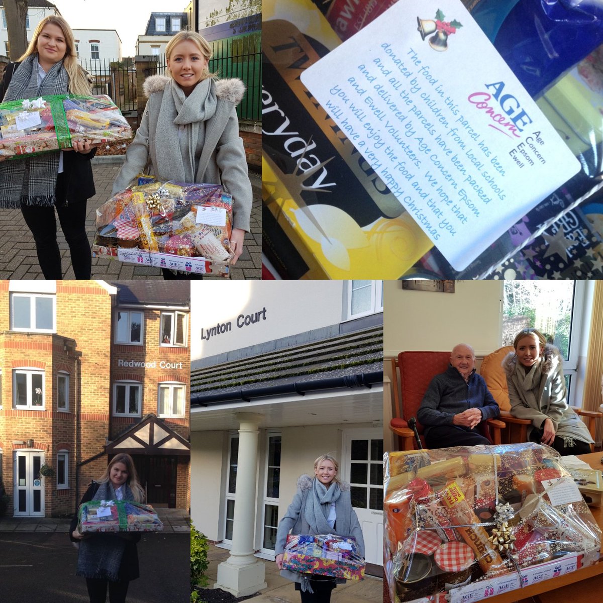 This morning Olivia &amp; Amie from our office volunteered their time and delivered hampers to the elderly at various local sheltered accommodations and retirement homes on behalf of <a href="/AgeConcernEpsom/">Age Concern Epsom</a>. See you again soon, Happy Xmas!🎄🎅🎁#volunteering #ageconcern #epsom #ewell