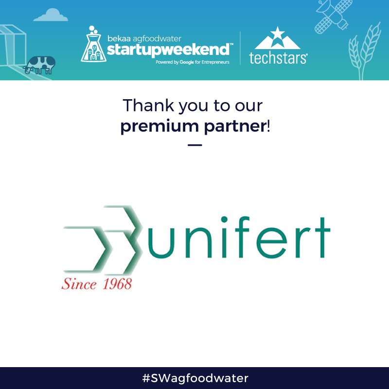 Thank you Unifert for helping make Startup Weekend Bekaa a success! #swagfoodwater