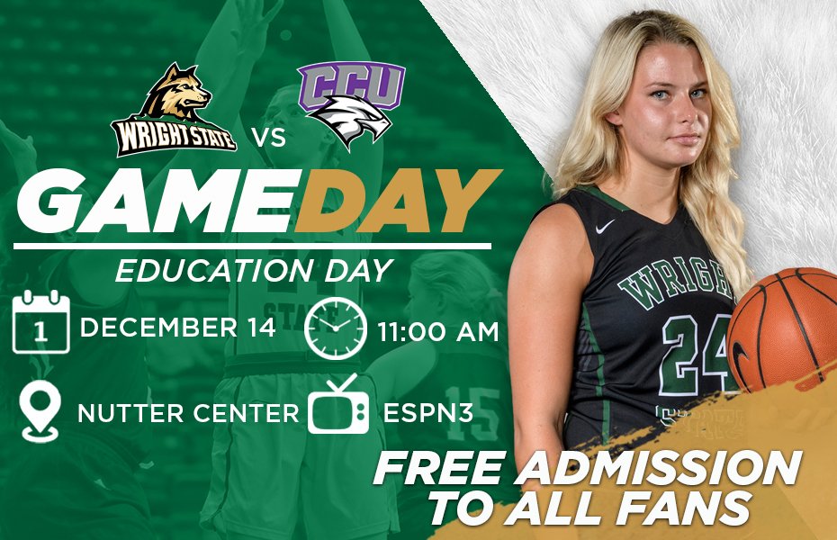 WSUWBasketball's tweet photo. GOOOOD MORNING RAIDER FANS! We are up early to take on Cincinnati-Christian in our Education Day! Tip-off is at 11am and is FREE to the public so come on out to the Nutter Center! #RespectAllFearNone https://t.co/OqhPP49Buy