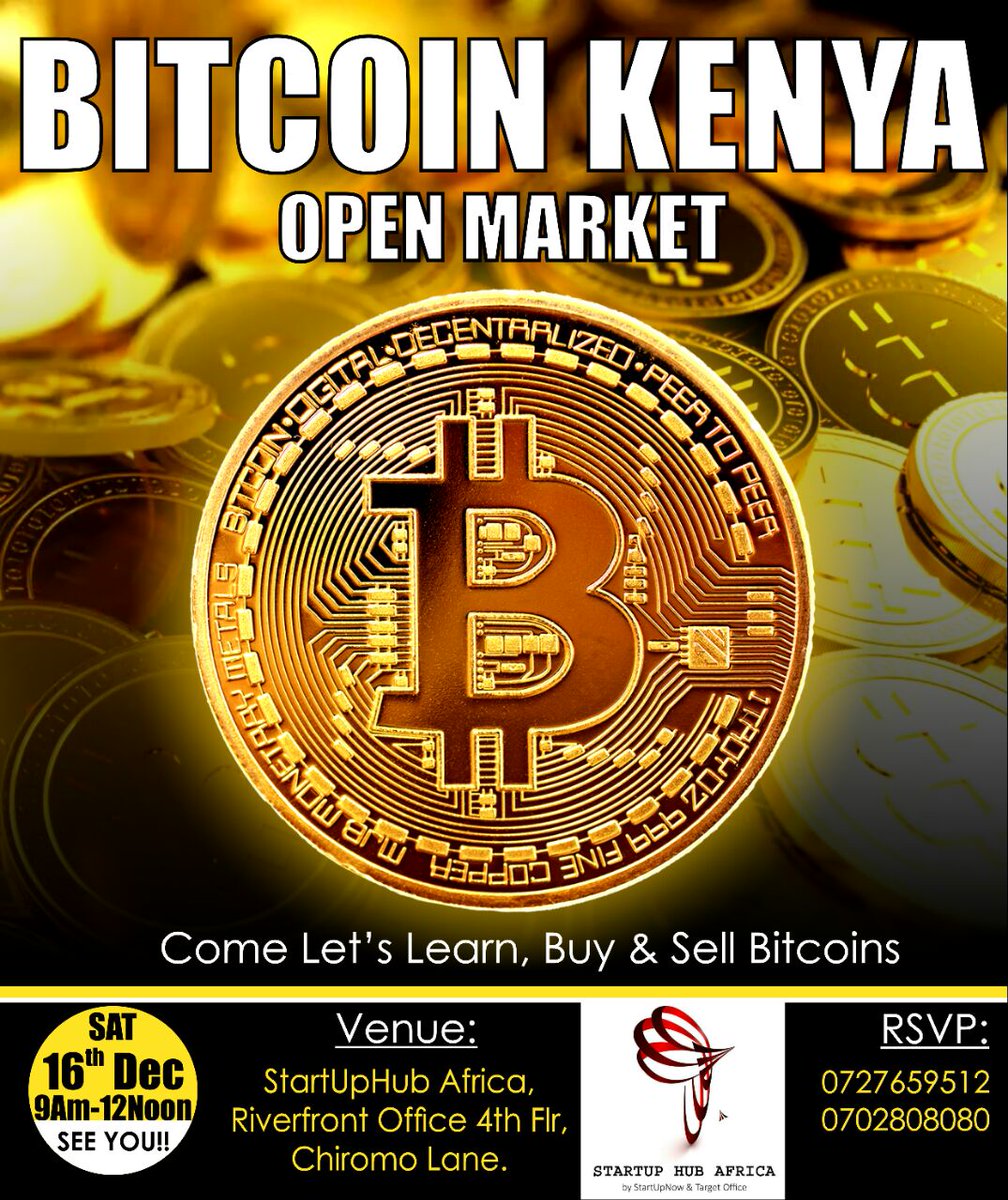 tasiinnovations's tweet photo. You've heard about this form investing/making money, if you know about this then this event is for you come sell or buy Bitcoin.
Venue: StartUpHubAfrica at Riverfront 4th floor chiromo lane.
Date:16th Dec 2017
Time:- 9:00AM - 12:00PM
Call +254727659512
@StartupNowKenya @McZidiiB https://t.co/CkNVSCgVZF