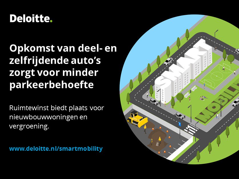 In 2040 bijna 40% minder parkeerplaatsen nodig door deel- en #zelfrijdende #auto’s blijkt uit data-analyse deloi.tt/2AhVkMY #Deloitte