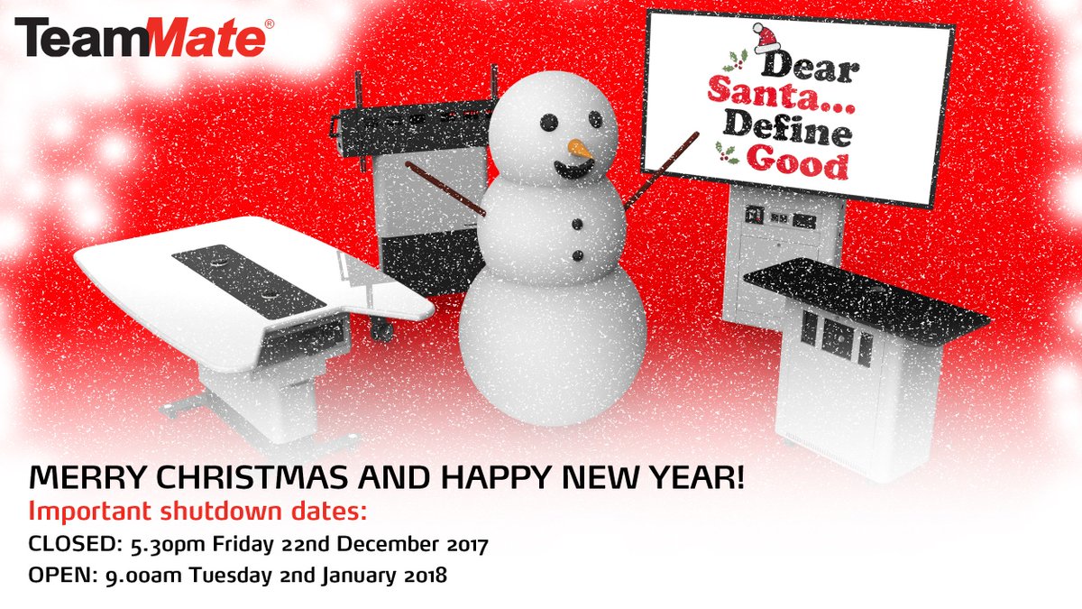 TeamMateWorld's tweet photo. Wishing everyone a Merry Christmas and a Happy New Year! Please find our shutdown dates below: #DearSanta #DefineGood #Christmas https://t.co/e5xeYDQNo9