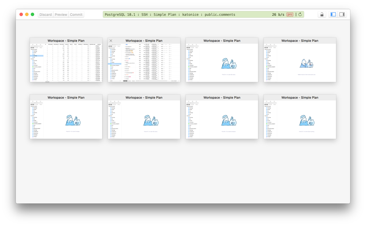 TablePlus's tweet photo. Getting tired because you have many workspaces? don't worry, we are working on new feature that makes switching between workspace way more easier.
#TablePlus #PostgreSQL #MySql #SQLite #MSSql #TablePlusPlugins #Redis https://t.co/jSUPDcpLNT
