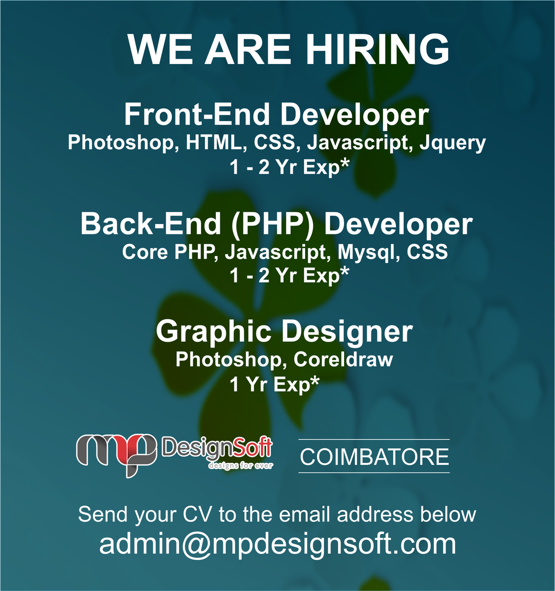 mpdesignsoft's tweet photo. #Job_Openings https://t.co/ilSUyaMymX