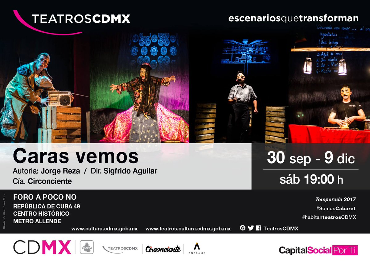 Tenemos #PasesDobles para "Caras Vemos" VIERNES 20:30 hrs en #ForoApocoNo envía CARAS y TU NOMBRE a promocionesociodf@gmail.com