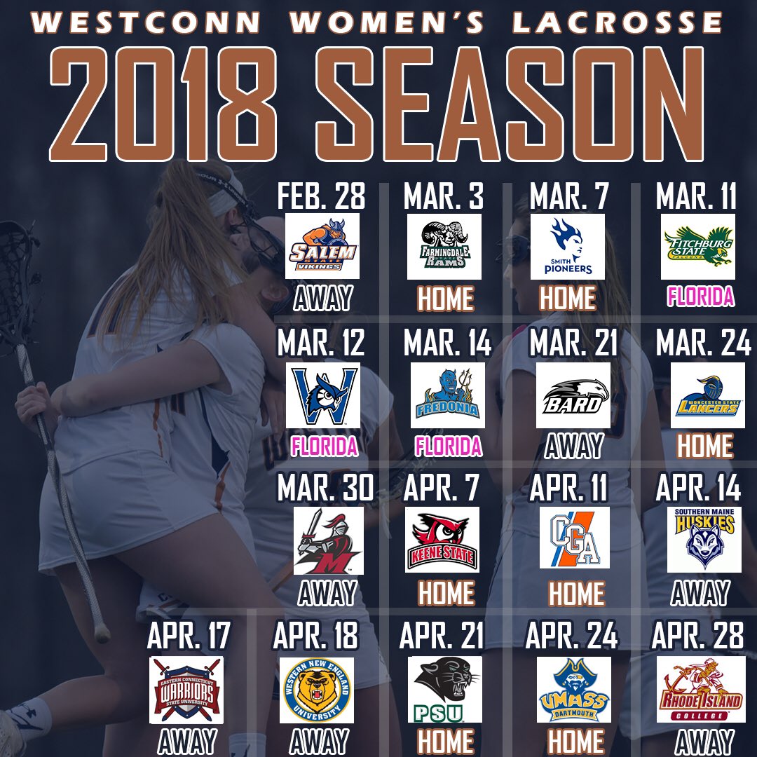 WestConnWLAX's tweet photo. βΌοΈβΌοΈβΌοΈ MARK YOUR CALENDARS, COLONIAL FANS βΌοΈβΌοΈβΌοΈ The 2018 Season is HERE πππ #WestConnWLAX #WeAreWestConn #MarkYoCalendars #GameDay https://t.co/M5bDKCZw5P